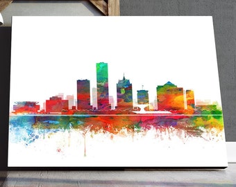 Milwaukee  Skyline Print, Milwaukee Watercolor Painting, Milwaukee Wisconsin Cityscape Poster, Modern Wall Art, Home Decor Digital Printable