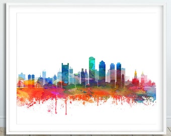 Boston Art Print, Boston Skyline Art Poster, Boston Wall Art, Boston Watercolor Cityscape, Home Office Decor, Modern Decor, Printable Art