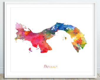 Panama Map Print, Panama Map Poster, Panama Wall Art, Watercolor Map Painting Panama, Home Office Decor, Panama Travel Digital Printable Art