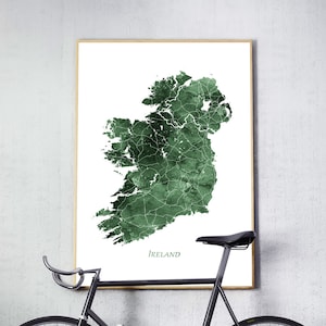 Irland Karte Druck, Irland Aquarell Karte Poster, Irland Wandkunst, Irland Karte grün, Abstrakte Aquarell, Home Office Dekor druckbare Kunst