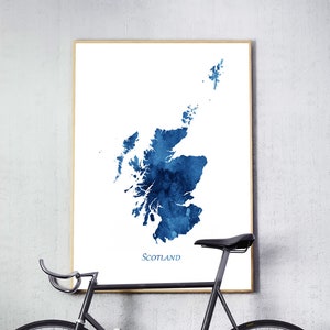 Schottland Karte Print, Schottland Wandkunst, Aquarell Karte Poster, Schottland Karte blau Aquarell Malerei, Dekoration, Reise, druckbare Kunst