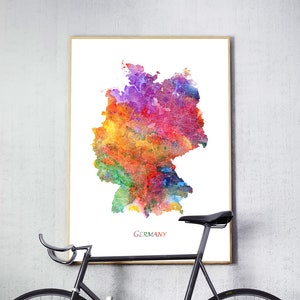 Deutschland Karte Druck, Deutschland Poster Karte, Deutschland Wandkunst, Deutschland Aquarell Karte Malerei, Haus Büro Dekor, Deutschland Reise, druckbare Kunst
