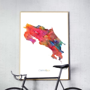 Costa Rica Map Poster, Costa Rica Watercolor Print, Costa Rica Wall Art, Costa Rica Watercolor Painting, Home Decor, Digital Printable Art