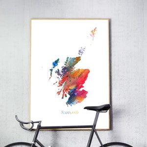 Schottland Karte Print, Schottland Wandkunst, Aquarell Karte Poster, Schottland Aquarell Malerei, Home Office Decor, Reise, digitale druckbare Kunst