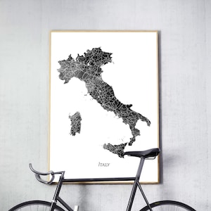 Italien Karte Drucken, Italien Aquarell Karte Drucken, Italien Wandkunst, Italien Aquarell Grau Schwarz Weiß, Wohnkultur, Reise Poster, druckbare Kunst