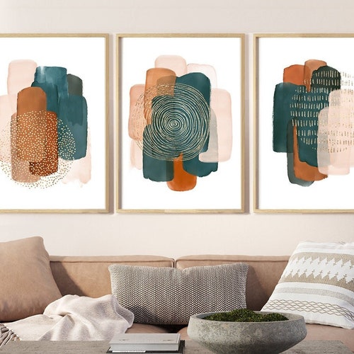 Boho Set of 3 Prints Living Room Wall Art Abstract - Etsy