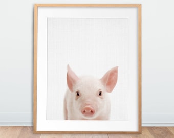 Arte de la guardería, impresión de cerdo, arte de la pared del animal de la guardería, lindo cerdo bebé, arte de los animales de granja, foto del pequeño lechón, decoración de la guardería, arte imprimible de la habitación de los niños