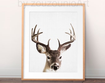 Deer Print, Woodlands Decor, Nursery Animal Wall Art, Woodlands Animal Art Poster, Antlers Print, Home Decor, Kids Room Nursery Printable