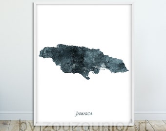 Jamaika Karte Print, Jamaika Karte Aquarell Kunst Poster, Jamaika Wandkunst, Jamaika Aquarell Karte Malerei, Home Office Decor, druckbare Kunst