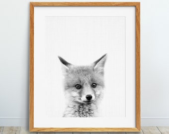 Black and White Fox | Etsy