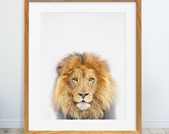 Lion Print, Safari Nursery Wall Art, African Animals Print, Lion Poster, Boys Room Decor, Nursery Animals, Kids Room Decor, Printable Art