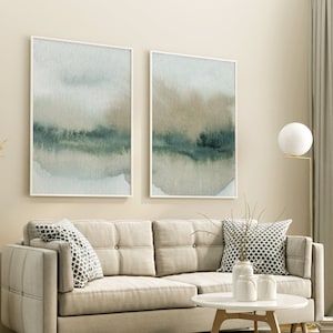 Abstract Watercolor landscape Set 2, Watercolor Painting, Sage Green, Neutral, Minimalist, Modern Wall Art, Home Office Decor Printable Art
