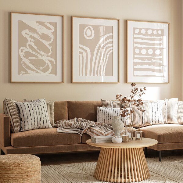 White Beige Wall Art Etsy