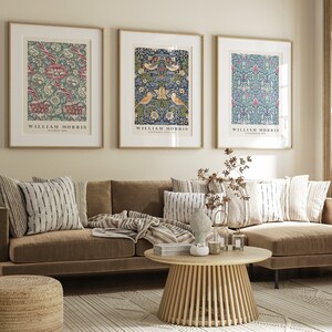 William Morris Set of 3 Wall Art Prints, William Morris Vintage Museum Exhibition Art Posters, Art Nouveau Prints, Gallery Wall Printable