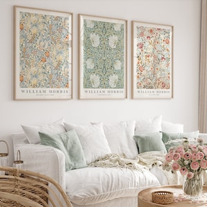 William Morris Conjunto de 3 impresiones de arte de pared, William Morris Vintage Museum Exhibition Art Posters, Art Nouveau Prints, Gallery Wall Imprimible