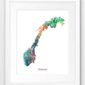 Norwegen Karte Drucken, Norwegen Aquarell Karte Poster Druck, Norwegen Wandkunst, Norwegen Aquarell, Home Office Decor, Reise, digitale druckbare Kunst