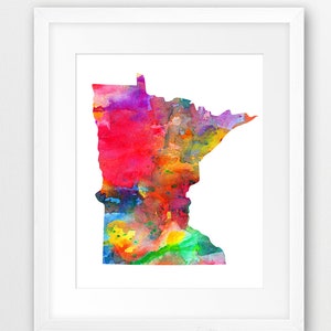 Minnesota Karte Print, Aquarell Minnesota Karte Silhouette, moderne Wandkunst, USA Poster, Innendekoration, Reise, digital druckbare Kunst