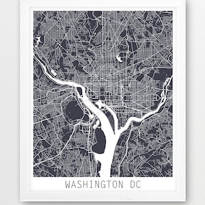 Washington DC kaart afdrukken, Washington DC stratenkaart Art Poster, grijze kaart Washington DC, moderne kunst aan de muur, Home Office Decor, afdrukbare kunst
