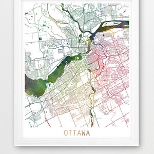 Ottawa Map Art Print, Watercolor Map Ottawa Canada, Ottawa Street Map Art Poster, Abstract, Modern Wall Art, Home Office Decor Printable Art