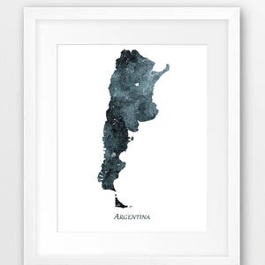 Argentina Map Print, Argentina Watercolor Poster, Argentina Wall Art, Argentina Watercolor Indigo, Home Office Decor, Digital Printable Art