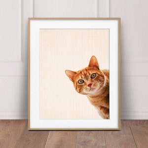 Cat Print, Orange Tabby Cat Print, Nursery Decor, Cat Poster Prints, Beige Color Kitty Print, Animals Wall Art, Kids Room Decor Printable