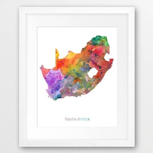 South Africa Map Print, South Africa Wall Art, Watercolor Painting Map Poster South Africa, Home Office Decor, Travel, Digital Printable Art