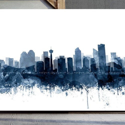 Calgary City Skyline Printable Wall Decor Fine Line Print Etsy