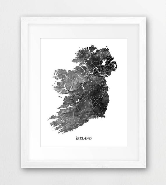 Ireland Map Print Ireland Watercolor Map Poster Ireland Wall Etsy