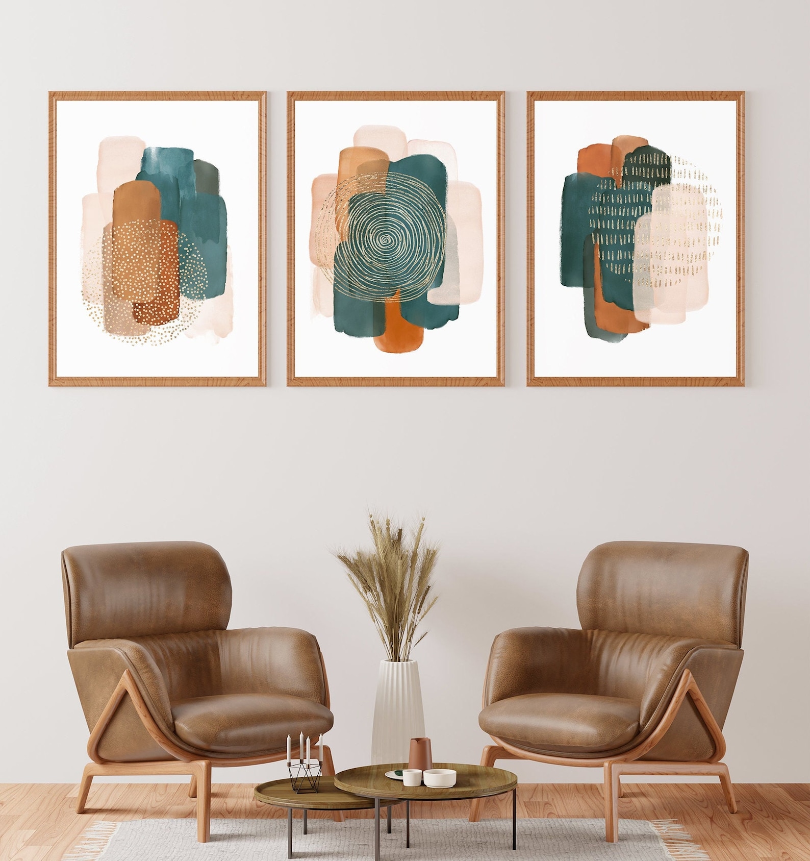 Boho Set of 3 Prints Living Room Wall Art Abstract - Etsy