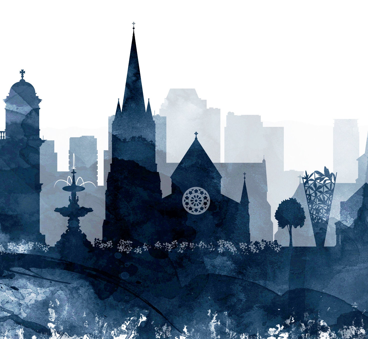 Christchurch Print Christchurch Skyline Poster Christchurch Etsy