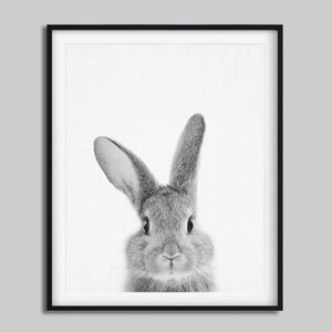 Rabbit Print, Nursery Animal Wall Art, Woodland Animals Poster, Black White Animals Prints, Bunny Print, Kids Room Decor, Digital Printable image 3