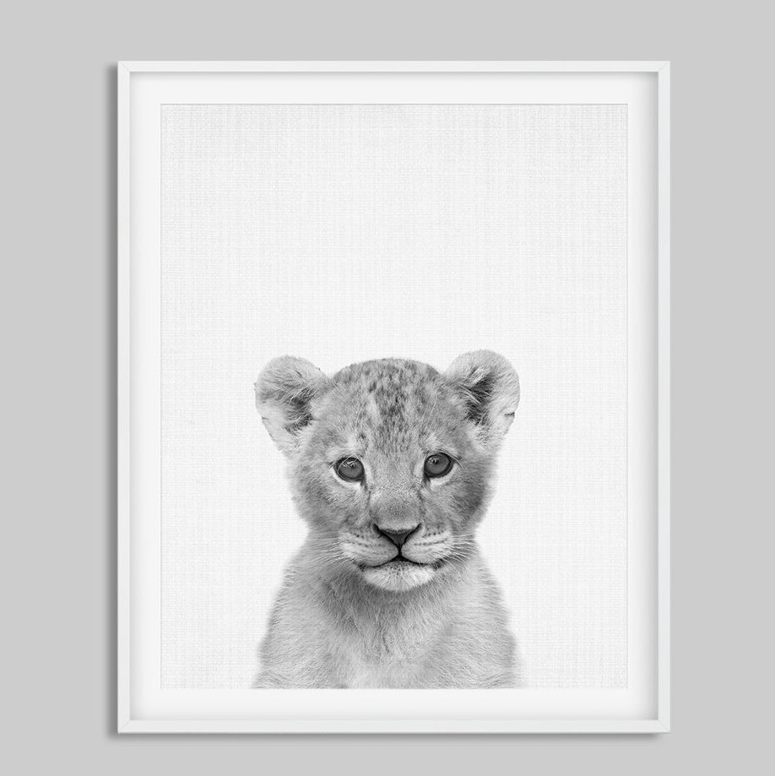 Lion Cub Print Nursery Animal Wall Art Safari Decor Black Etsy