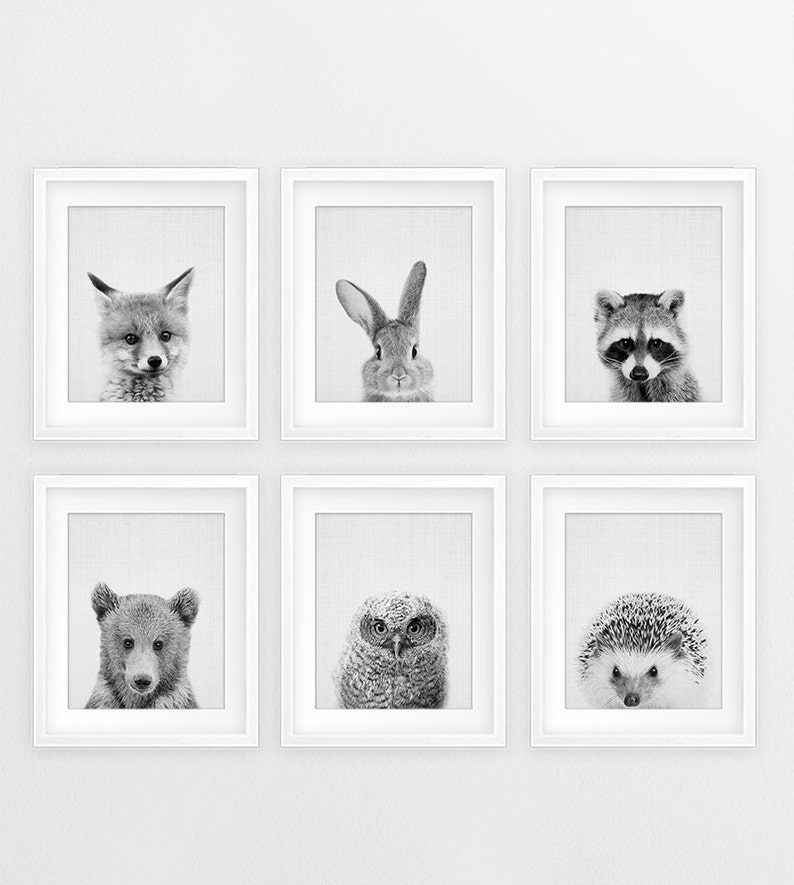 Fox Print, Fox Pup Cub Kit, Woodland Nursery Wall Art, Black And White Animals Print, Baby Animals, Kids Room Decor, Digital Printable image 6