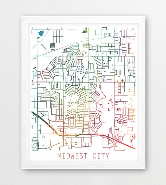 Midwest City Map Print Midwest City Street Map Art Poster | Etsy