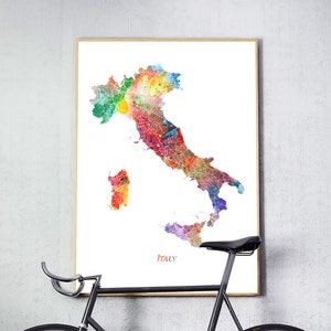 Italien Karte Kunstdruck, Italien Aquarell Karte Kunst Poster, moderne Wandkunst, abstrakte Aquarell Malerei, Geschenk, Home Office Decor, druckbare Kunst
