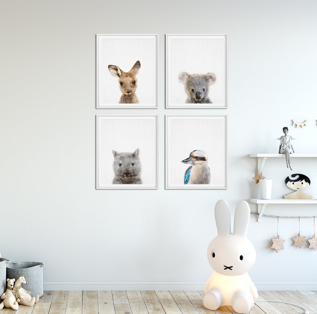 Australian Animals Print, Baby Animals Set of 4, Nursery Wall Art, Baby ...