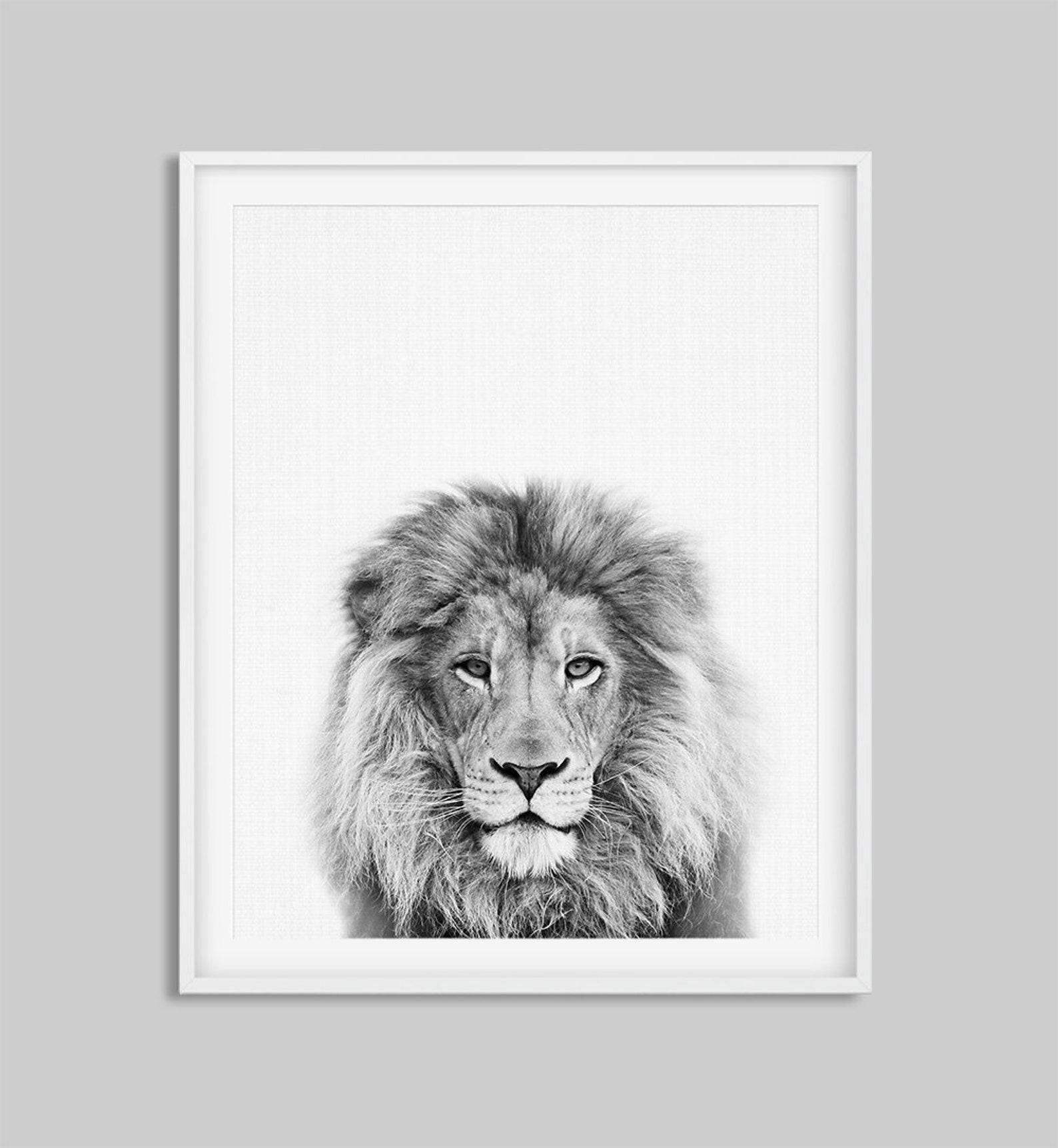 Lion Print Nursery Animal Wall Art Safari Decor Black and Etsy