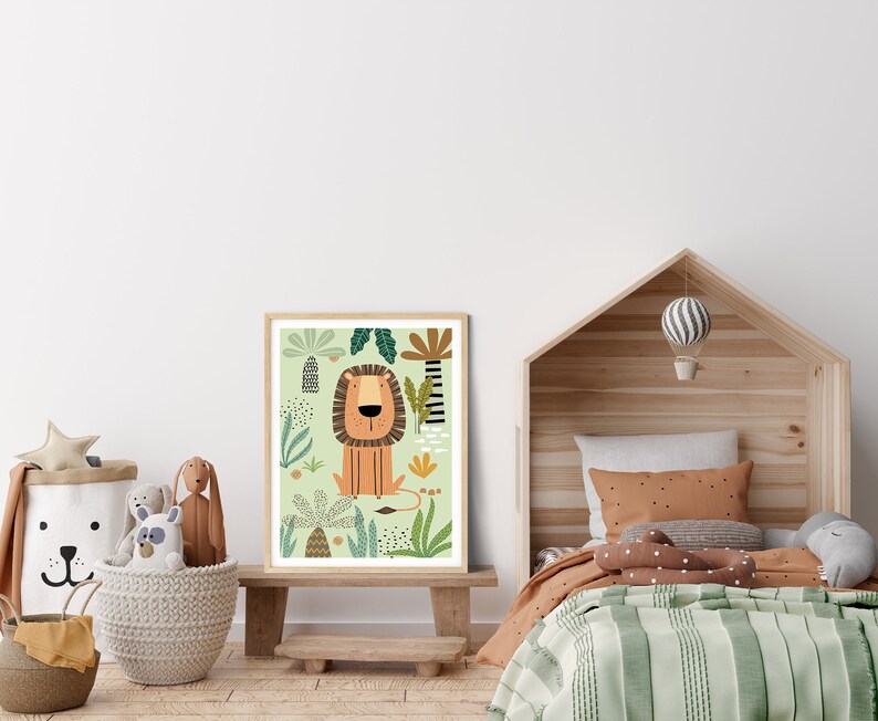 Safari Nursery Print Boho Nursery Wall Art Lion Print Etsy