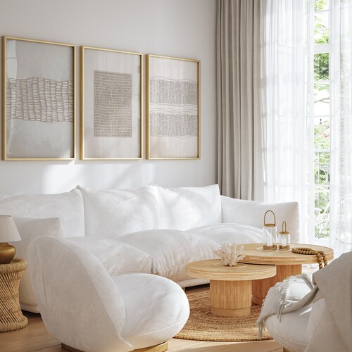 Neutral Beige Gallery Wall Set // Beige Wall Art Set of 3 Etsy