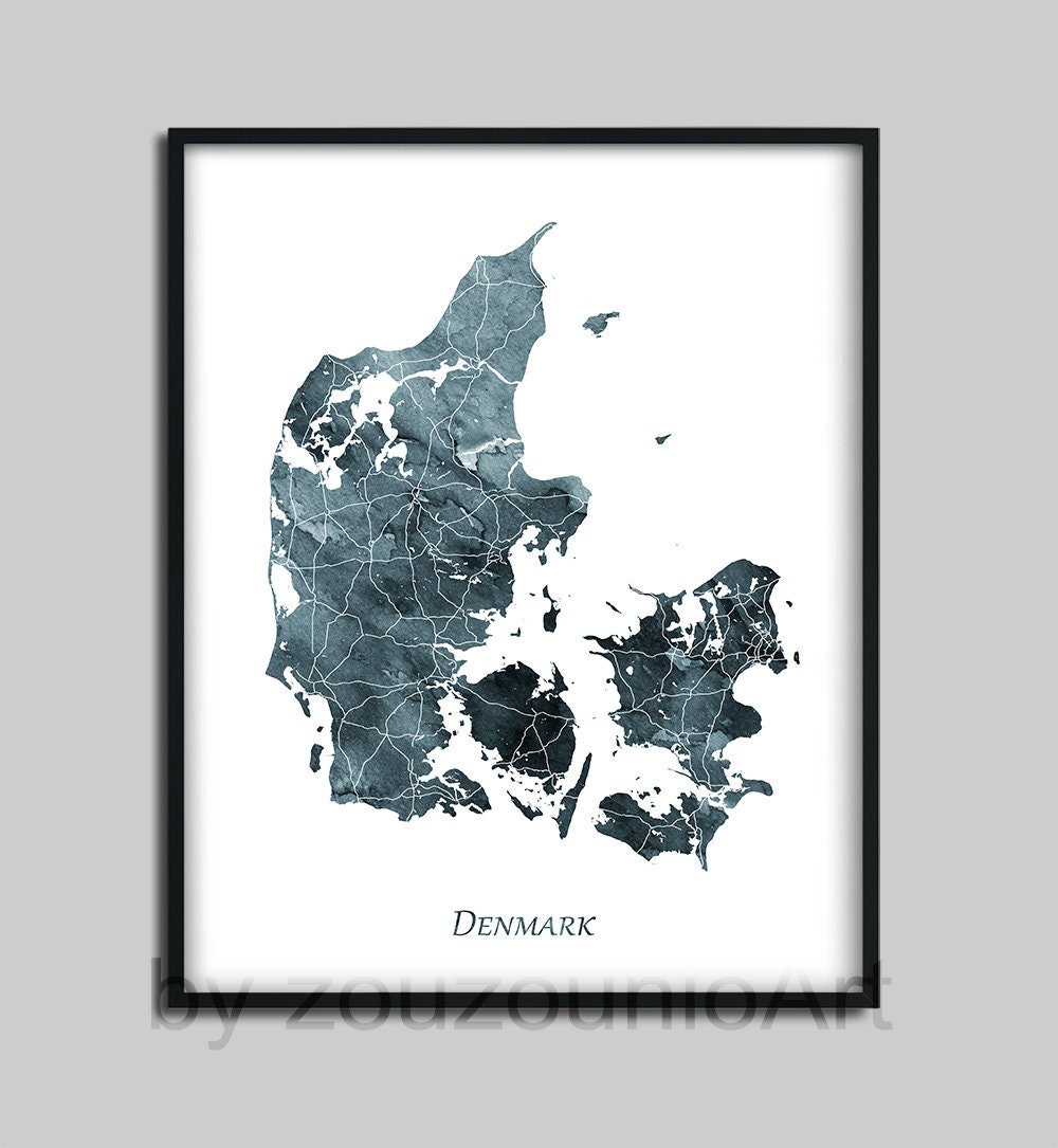 Denmark Map Print Art Poster Denmark Map - Etsy Sweden