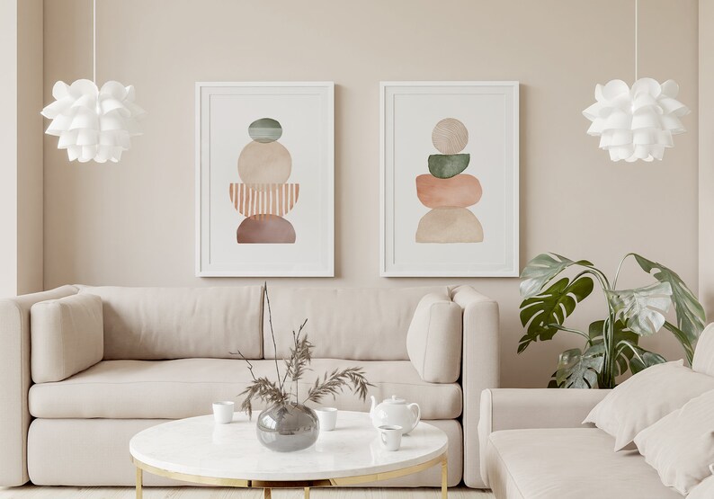Boho Prints Set 3, Mid Century Modern Wall Art, Neutral Abstract ...