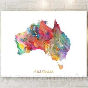 Australien Karte Print, Australien Karte Kunst Poster, Australien Wandkunst, abstrakte Aquarell Landkarte, modern, Home Office Decor, druckbare Kunst
