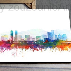 Denver Skyline Print, Denver Skyline Watercolor Art Poster, Colorado Cityscape, Abstract, Modern Wall Art, Home Office Decor, Printable Art