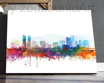 Denver Skyline Print, Denver Skyline Watercolor Art Poster, Colorado Cityscape, Abstract, Modern Wall Art, Home Office Decor, Printable Art