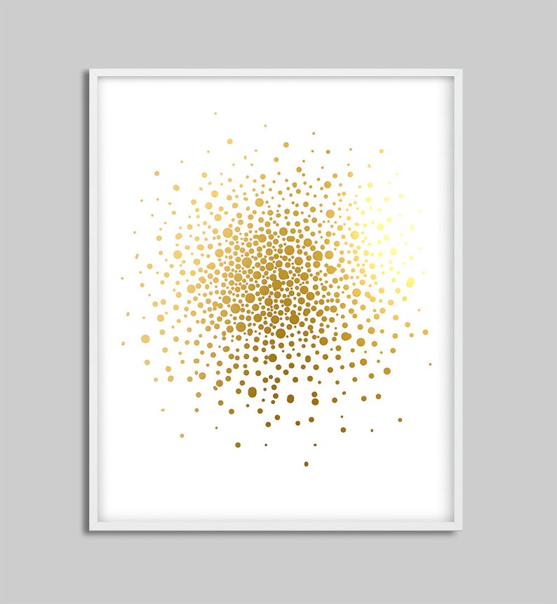 Puede incluir: Una impresi&oacute;n enmarcada en blanco con un dise&ntilde;o abstracto dorado de un grupo de c&iacute;rculos sobre un fondo blanco.