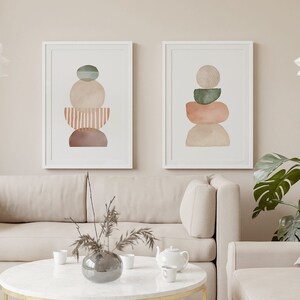 Boho Prints Set 2, Mid Century Modern Wall Art, Neutral Abstract ...