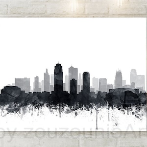 Kansas City Art Print, Kansas City Skyline Art, Kansas City Missouri Watercolor Cityscape, Modern Wall Art, Home Office Decor, Printable Art