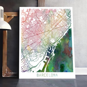 Barcelona City Urban Map Print, Barcelona City Street Poster, Barcelona Spanien Aquarell Karte, moderne Wandkunst, Home Decor druckbare Kunst