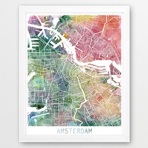 Amsterdam Urban Map Print, Amsterdam Street Map Art Poster, Amsterdam Aquarell Niederlande, moderne Wandkunst, Home Decor, druckbare Kunst
