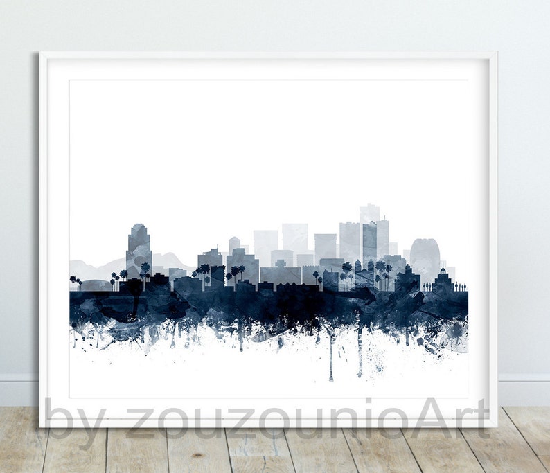 Phoenix Skyline Druck, Phoenix Arizona Stadtbild, Phoenix Aquarell